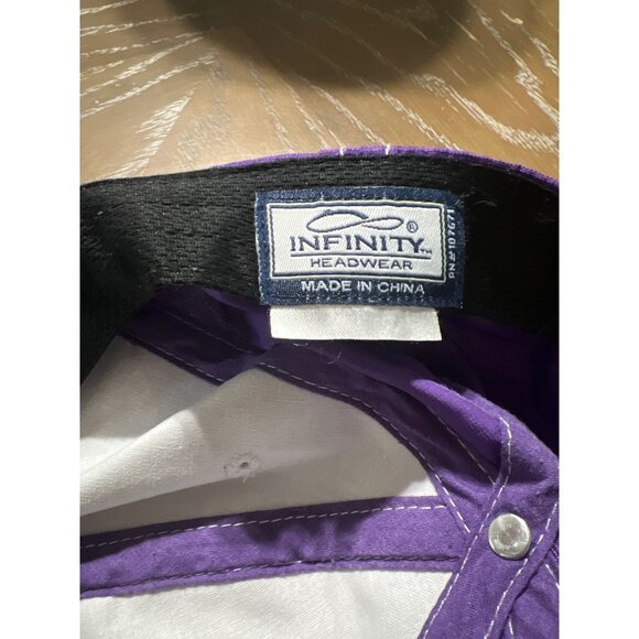 Infinity Headwear Purple Adjustable Baseball Cap With White Stitching & Black Tr - Picture 7 of 7